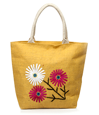 DJENA ribbon embroidery Jute bag, Size : Medium(30-50cm)