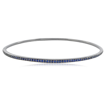 Blue Sapphire Pave Silver Sleek Bangle Bracelet