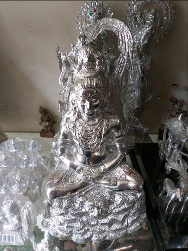 Polished Shiva Silver Statue, for Home, Office, Shop, Size : 10feet, 2feet, 4feet, 6feet, 8feet