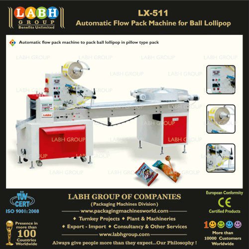 Automatic flow pack machine for ball lollipop