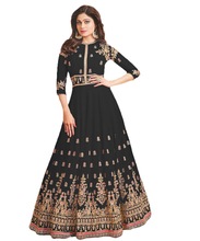 Georgette Embroidery Anarkali Dress, Color : Black