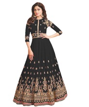 Womens Stylish Black Color Georgette Embroidery Anarkali Dress