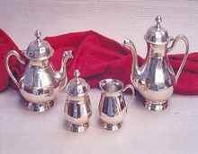 BRASS MATERIAL SILVER PLATED TEA POT SET