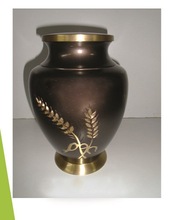 BROWN LEAF DESIGN FUNERAL ASHES URN, Style : American Style