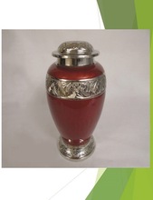BURGUNDY COLOR PURE BRASS URN, Style : American Style