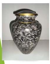 GREY GOLD STRIPPED PRINT FUNERAL URN, Style : American Style