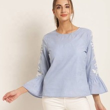 Embroidered Bell Sleeve Casual Party Wear Top