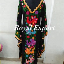 Hand embroidery long sleeve party dress long kaftan dress