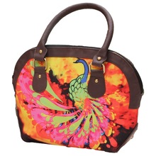 Peacock Pattern Digital Print Canvas Handbag