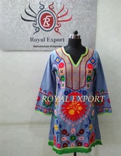 Women suzani embroidery tunic top, Technics : Garment Dyed