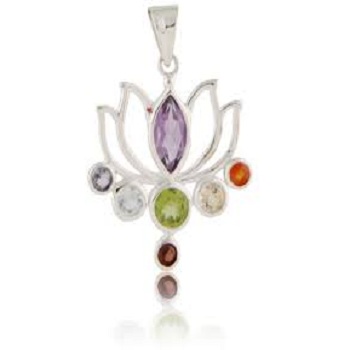  Natural Gemstone Lotus Tibetan Buddhist Pendant, Occasion : Gift, Party