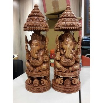 Wooden Ganesha Statue Brown