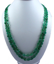 Emerald oval nuggets tumble beads Necklace