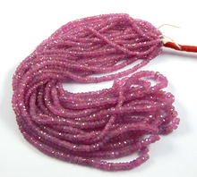 Natural Pink Sapphire Faceted Rondelle Beads, Size : 3-4mm