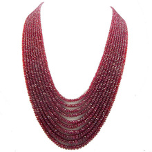 Natural Ruby Rondelle Beads necklace, Color : Red
