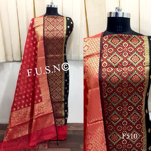 Chanderi Silk Zari Woven Salwar Suits