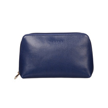 Blue soft leather cosmetic bag, Design : Custom