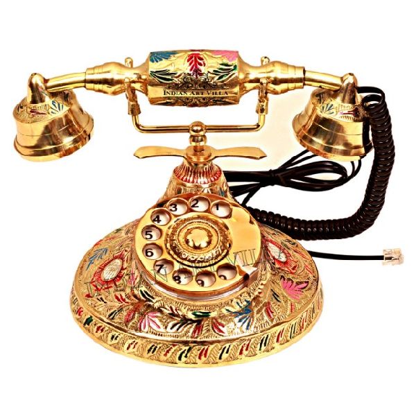 Antique Brass Landline Telephone Vintage Rotary Dial Nautical Candlestick  Phone