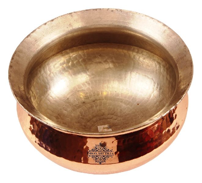 copper cooking serving handi with inside lining