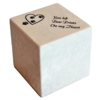 Metal Cube Shaped Marble Urn, for Baby, Color : White