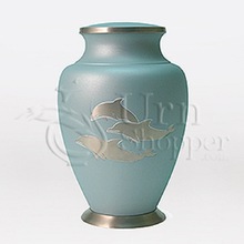 Otto International Brass Dolphin Funeral Urns, for Adult, Color : Sky Blue