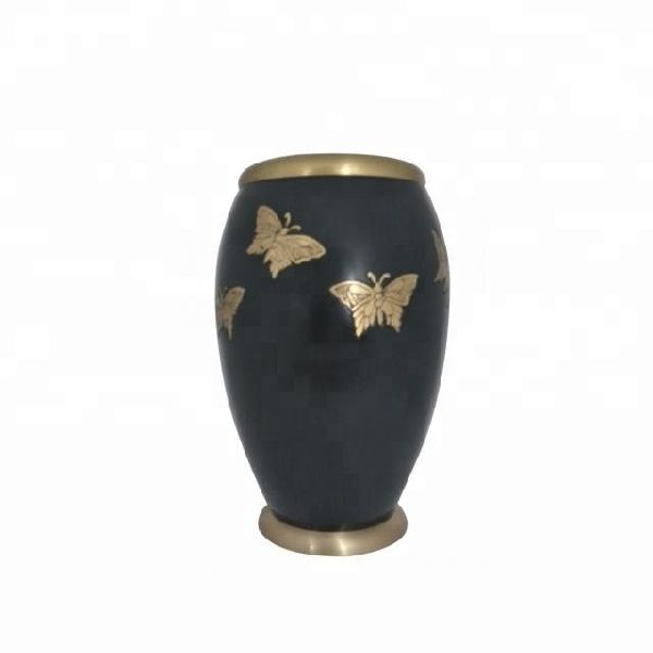 Monarch Butterflies Black Flat Adult Urn, Style : American Style