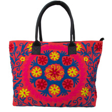 Pink Suzani Shopping Lady Bag, Color : Multi