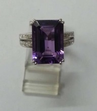 Amethyst Octagon Diamond Ring, Gender : Women's