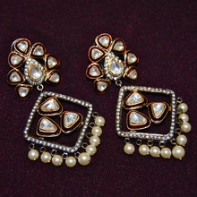 Designer Silver Kundan Earring