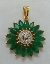 Diamond and Emerald Gold Pendent