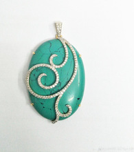 Oval Gemstone Turquoise Gold Pendent