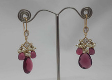 Natural Gemstone earring, Color : Red