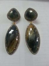 Pave Diamond Studded Dangle Earring, Occasion : Anniversary, Engagement, Gift, Party, Wedding