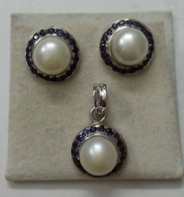 Pearl Blue Sapphire Silver Earring, Occasion : Anniversary, Engagement, Gift, Party, Wedding