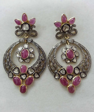 Ruby Gemstone Diamond polki Earring