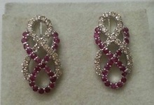 Silver Ruby Diamond Earring