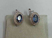 Sterling Silver Sapphire Diamond Earring