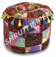 ROUND Foot Stool Ottoman Pouf Cover, for Living Room, Size : 50x50x40