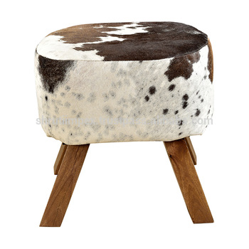 Leather Wooden Footrest Stools, Size : L43xW37xH43