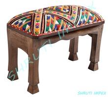 Wooden Upholstered Ottoman Stool