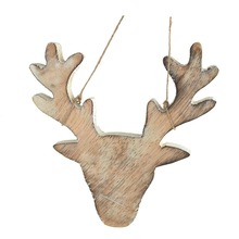 Wood Christmas Hanging Reindeer Head, Color : Distress White