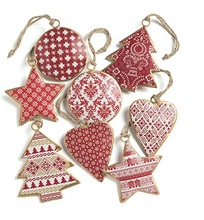 Wood Christmas Tree Ornament Star, Color : Red Painting