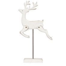 OM INTERNATIOANL Christmas Wooden Standing Reindeer, for Christamas Decoration, Color : Distress White