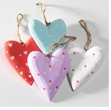 Wooden Christmas Hanging Heart, Color : Multi Color