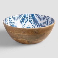 WOODEN SERVING BOWL, for Home Hotel Restaurant, Size : 11.5X4 INCH CUSTOMIZED