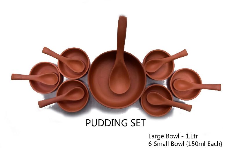Round Polished Mud Pudding Set, for Used serving desserts, Feature : Skin Friendly