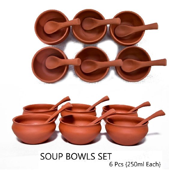 Plain Mud Soup Bowl Set, Color : Brown