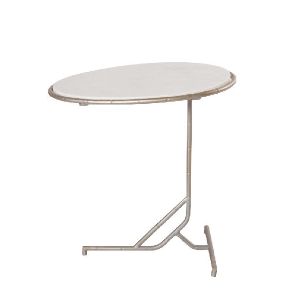 Fanusta Grey Finish Metal Side Table, for Home Furniture, Color : Silver