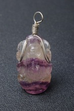 Flourite Ganesha Wire Wrap Pendant