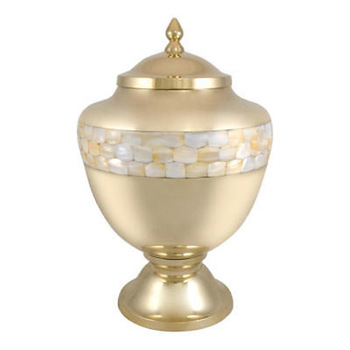 Antique Shiny Gold Mother Of Pearl Urns